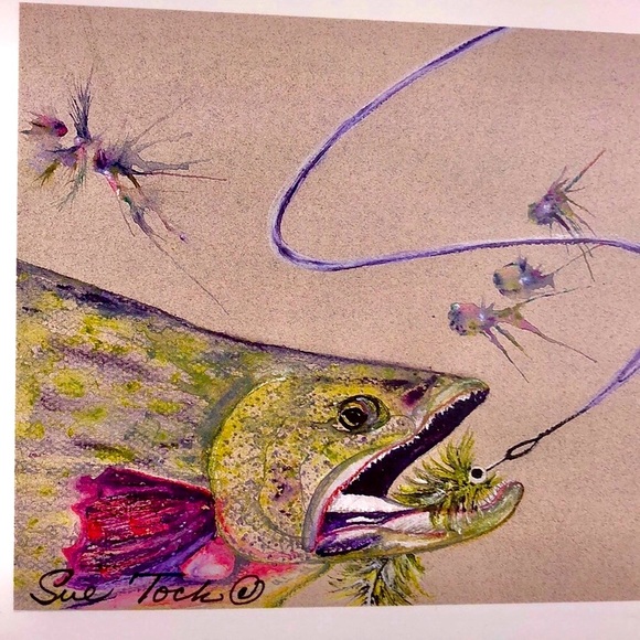 Sue Tock Designs, LLC Other - Art Print 8.5x11 pastel watercolor.fish